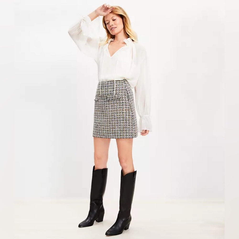 LOFT Tweed Metallic Sequin Shift Skirt Size 14 New with Tags
